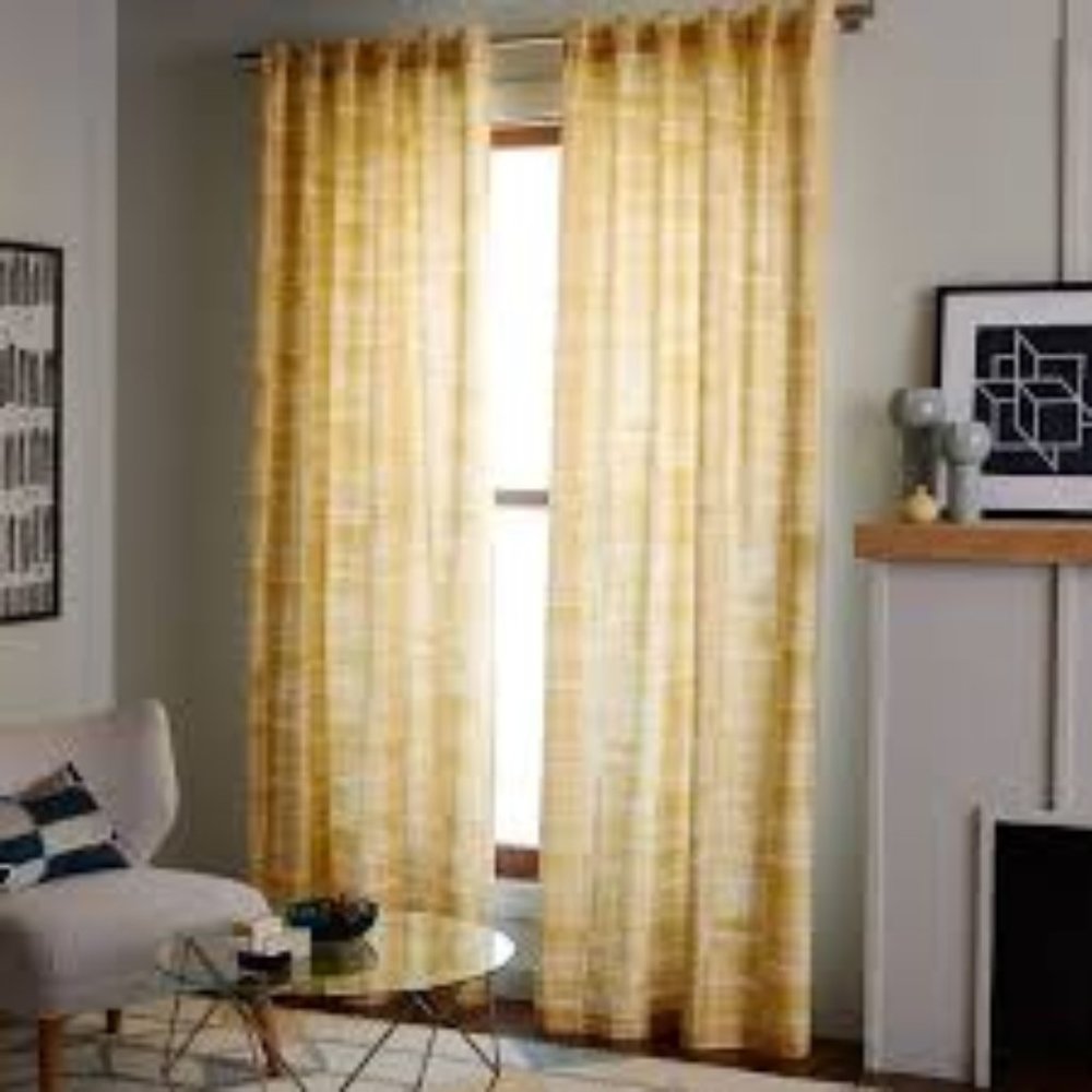 NWT • West Elm • Mid-Century Etched Grid Curtains